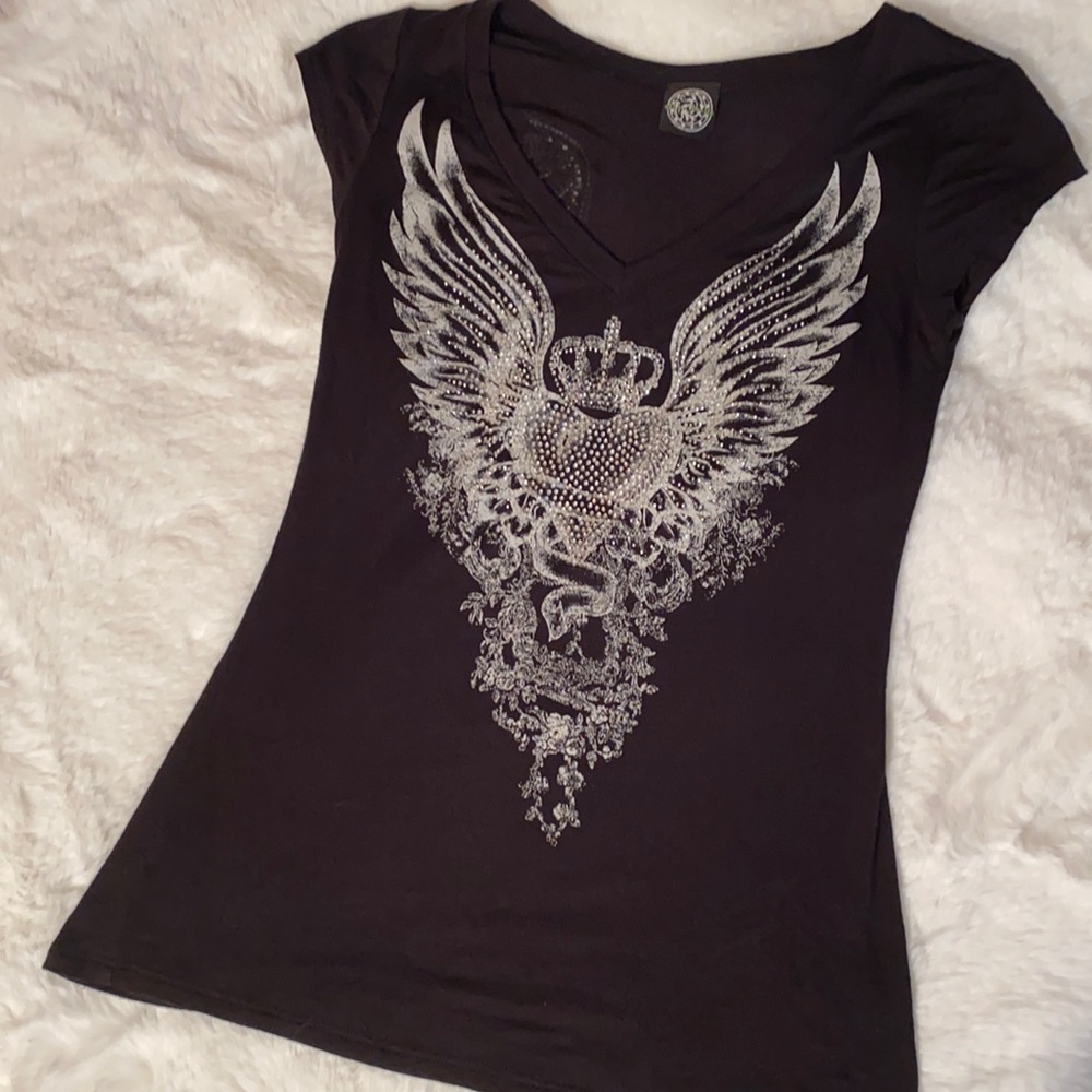 Mcbling/Y2k Rhinestone Angel Wings Top